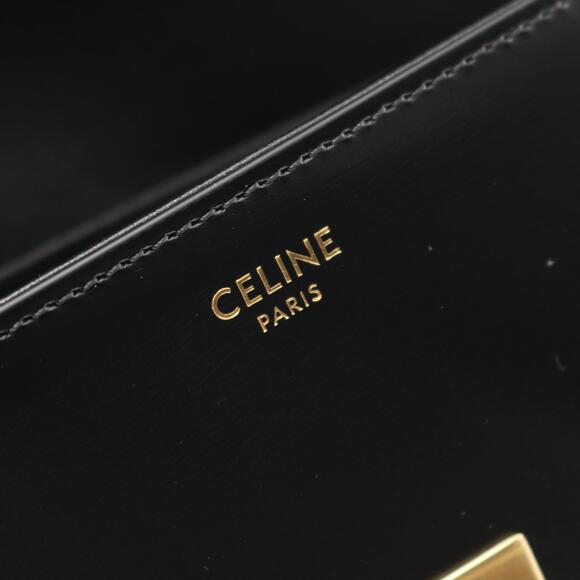 Celine Claude Triomphe Shoulder Bag Black Leather - Picture 4 of 4